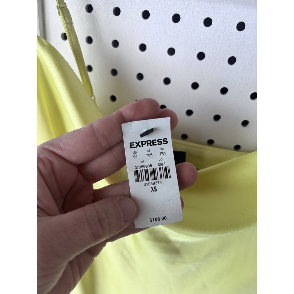 NWT $108 Express Maxi Slip Dress Yellow Women's XS Spaghetti Strap - Picture 13 of 13